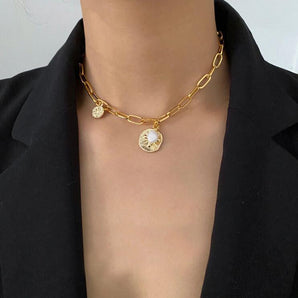 Heart Necklace: Stainless Steel, Pearl
