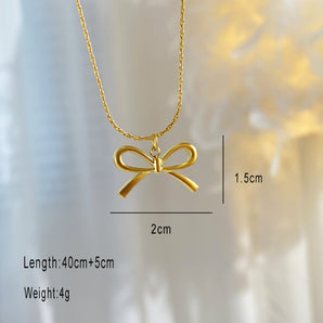 Simple Bow Knot Gold Titanium Necklace