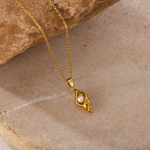 French Conch Pearl Stainless Steel Necklace