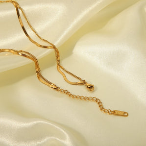 Layered Gold Pearl Stainless Steel Necklace