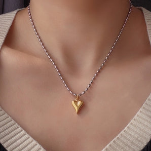 Heart Pendant Gold Stainless Steel Necklace