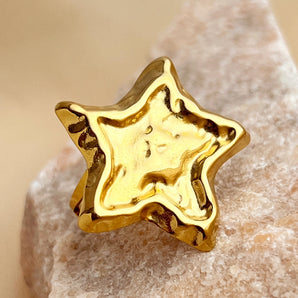 Elegant Star Gold Plated Open Ring