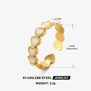 Heart Shape Enamel Gold Open Ring
