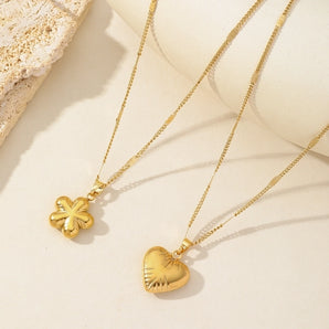 Simple Star Heart Pendant Gold Necklace
