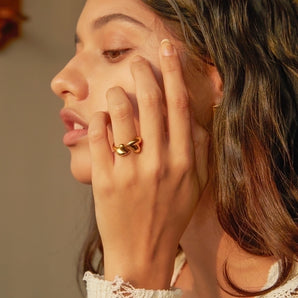 Retro Heart Gold Plated Open Ring