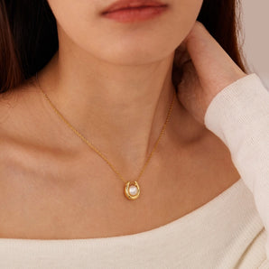 French Simple Pearl Stainless Steel Necklace
