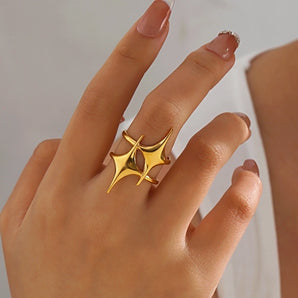 Exaggerated Star 18K Gold Open Ring
