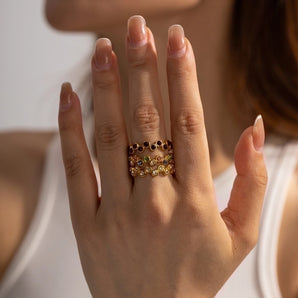 IG style C shape zircon inlay ring.