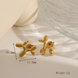 Balloon dog 14K gold-plated earrings.