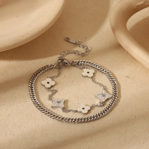 Basic Four Leaf Clover Star Gold Bracelet.