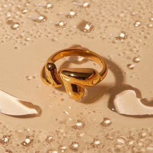 Retro Heart Gold Plated Open Ring