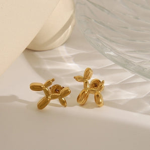 Balloon dog 14K gold-plated earrings.