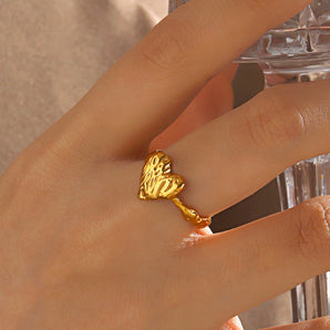 Romantic Heart Gold Polished Open Ring
