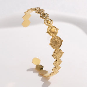 Fashion Sun Gold Plated Stainless Steel Bracelet.