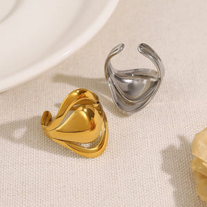 French Geometric 18K Gold Open Ring