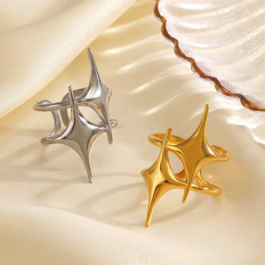 Exaggerated Star 18K Gold Open Ring