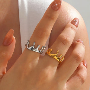 Vintage Irregular 18K Gold Stainless Steel Ring