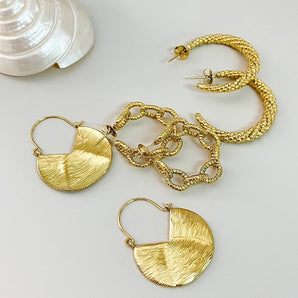 Cute Modern C-Shape Patchwork 3D Gold-Plated Earrings