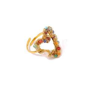 Heart Shape Pearl Gold Open Ring