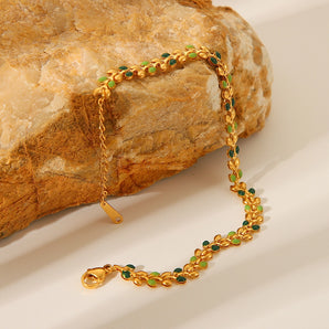 IG Style Classic Olive Leaf Gold Stainless Steel Bracelet.