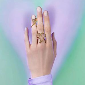 Minimalist Open Heart Gold-Plated Ring