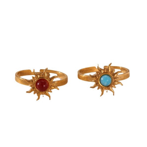 Elegant Queen Geometric Turquoise Inlay Open Ring