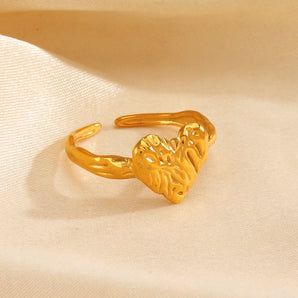 Romantic Heart Gold Polished Open Ring