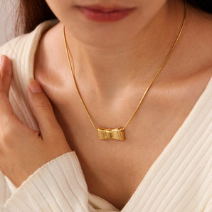 French Bow Knot Stainless Steel Necklace