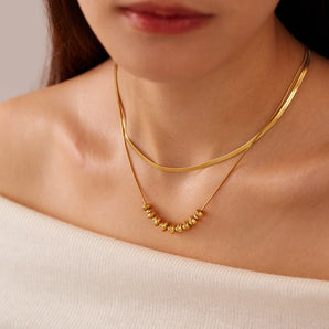 French Geometric Double Layer Stainless Necklace