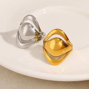 French Geometric 18K Gold Open Ring