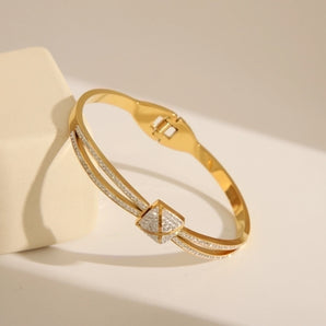 Classic tree flower zircon 18K gold bangle
