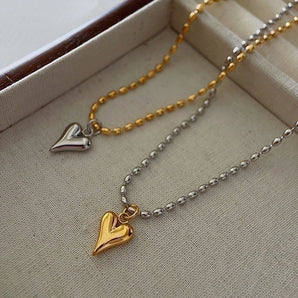 Heart Pendant Gold Stainless Steel Necklace