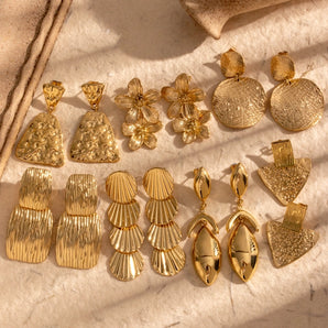 Vintage French style flower shell drop earrings